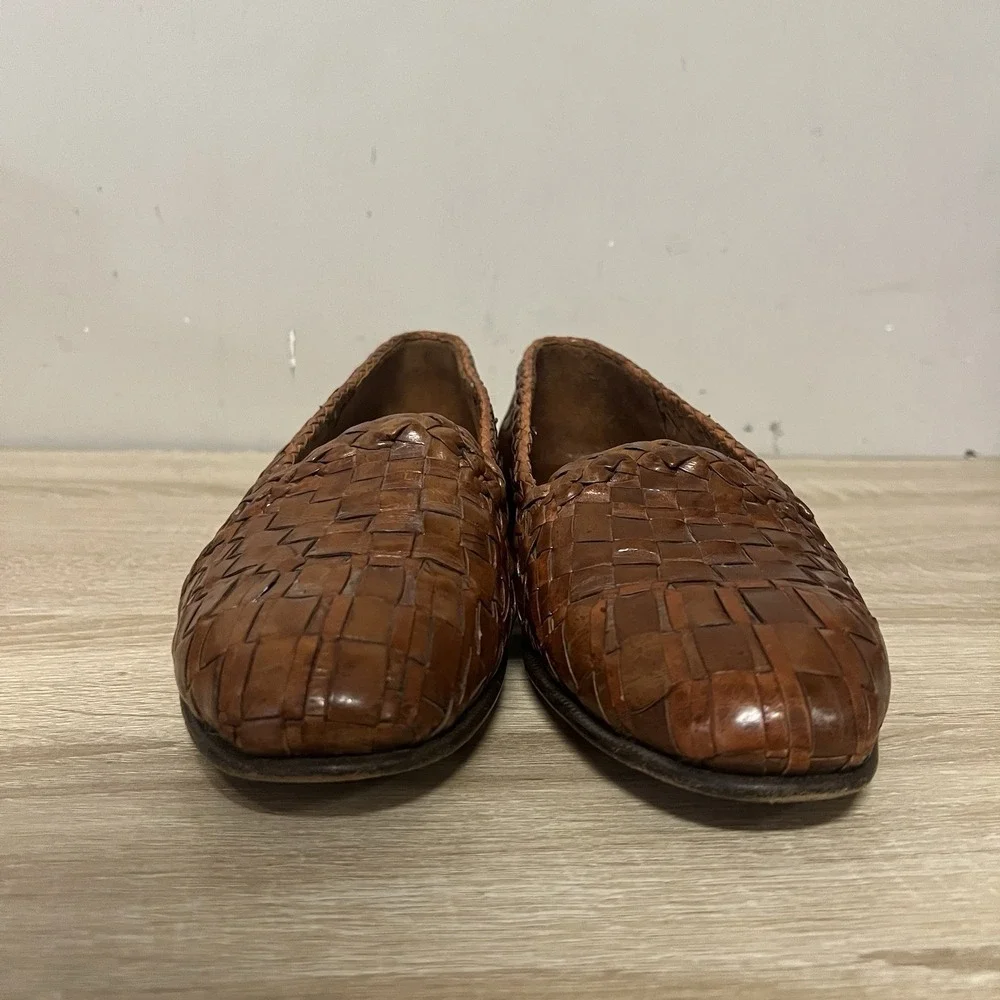 Moreschi Weaved Woven Leather Slip On Loafer Men's 9 Brown Italy 135050 012 AD